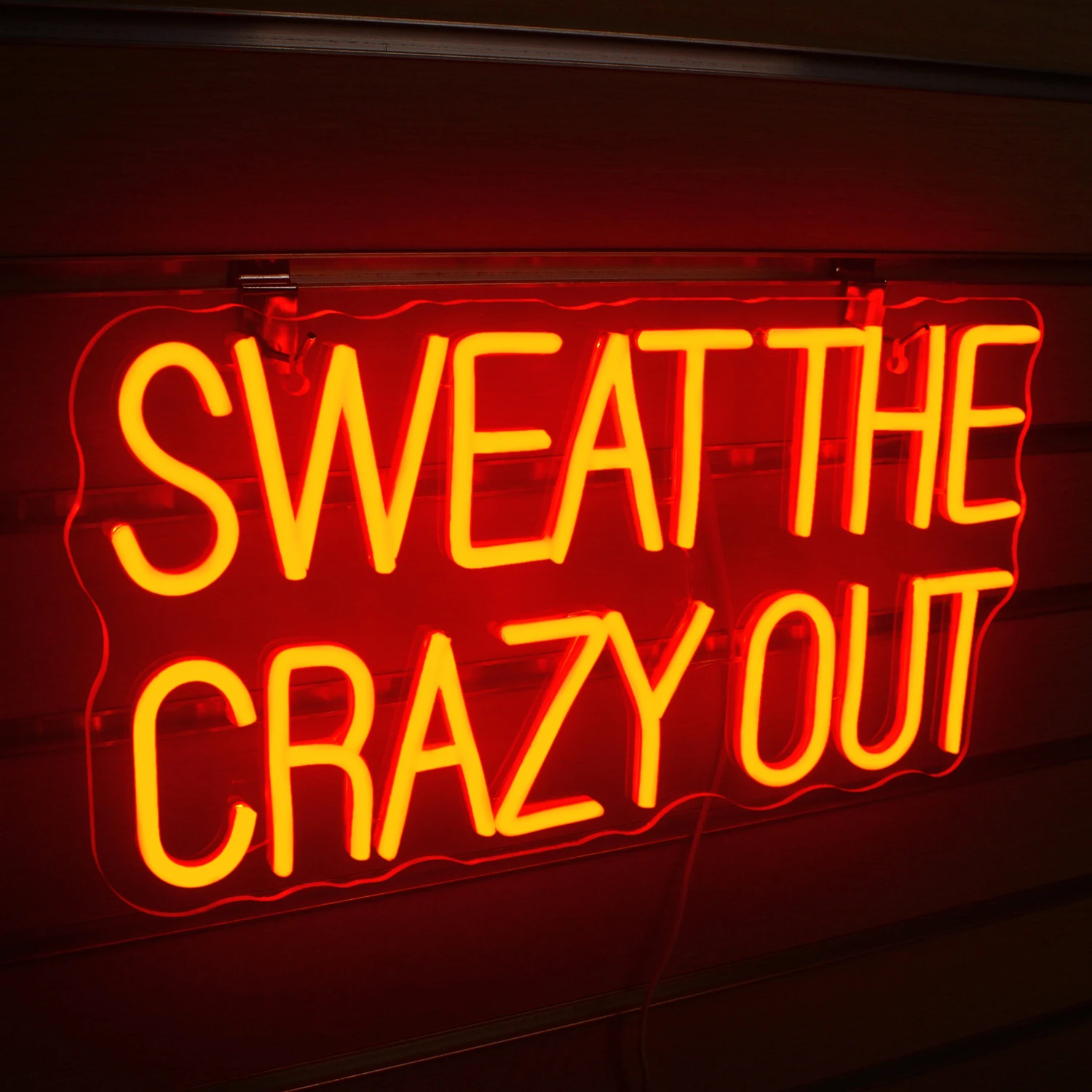 Sweat The Crazy Out Neon Sigh Warm LED Lights Dimmable Wall Art Decorations For Gym Sports Room Fitness Fighting Logo Decor Lamp