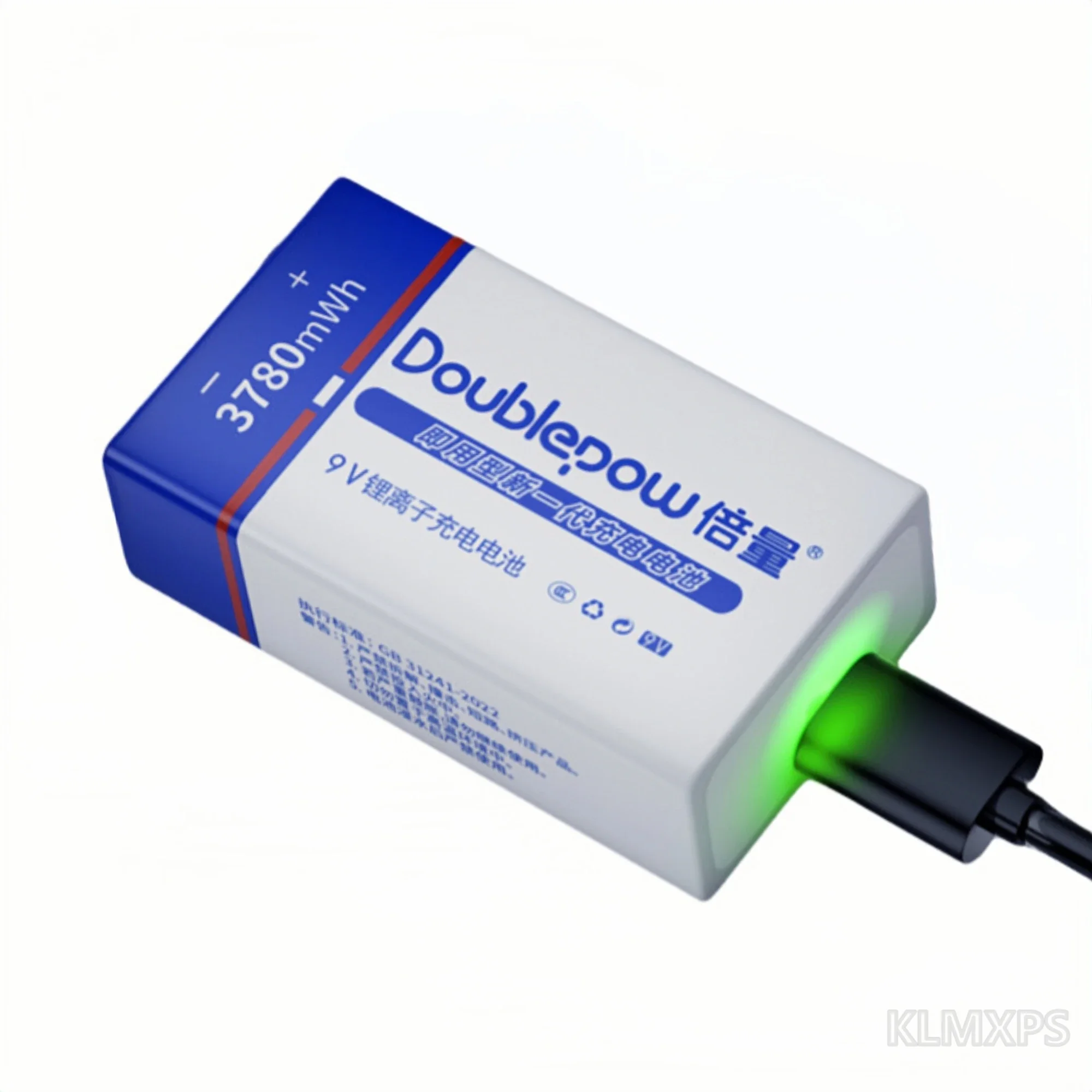 9V Rechargeable Battery 3780mWh Lithium Cell with USB Type-C Charging Port and Charging Cable for Battery Replacement Use