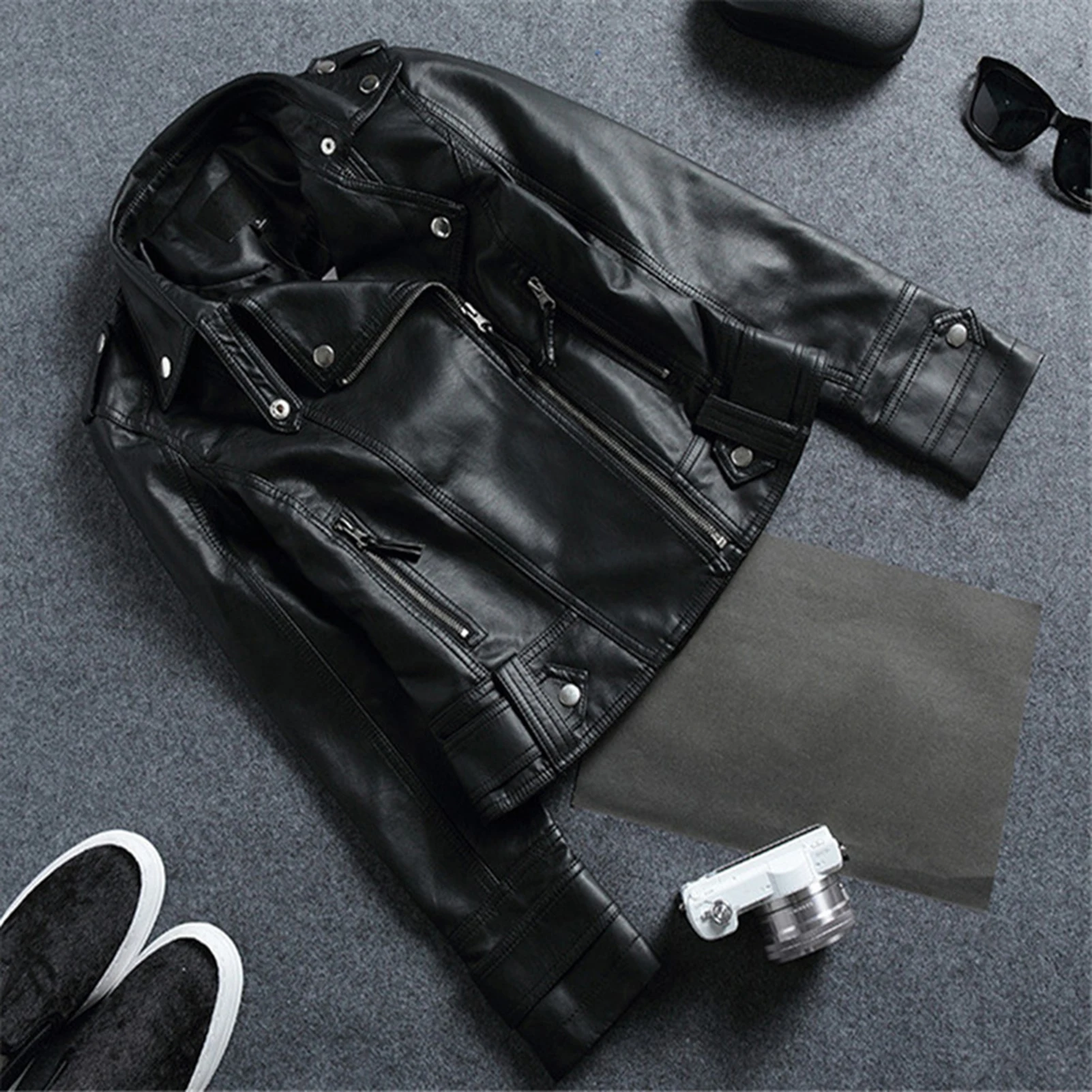 Female\'s Biker Lapel Jacket Waterproof Leather Jacket Cool For Daily Going Out Or At Home