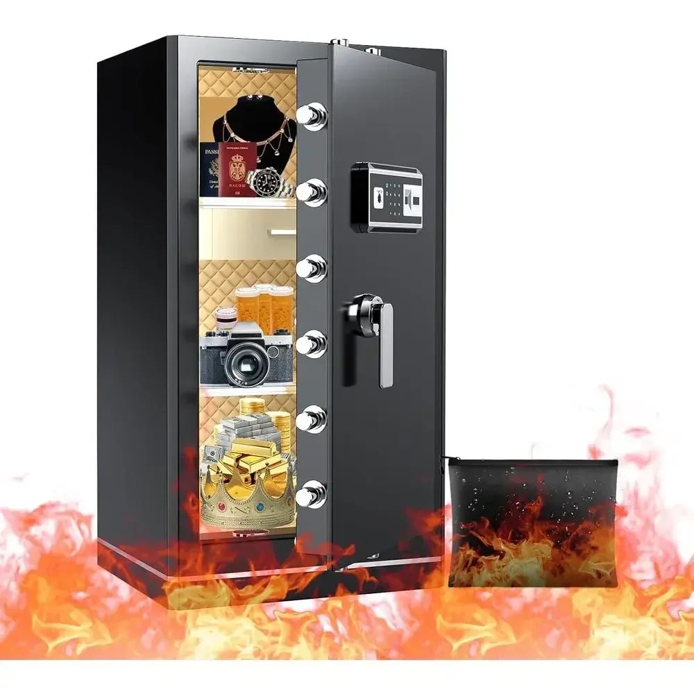Extra Large Security Safe Box with Removable Shelves - Ideal for Home or Office Documents and Valuables