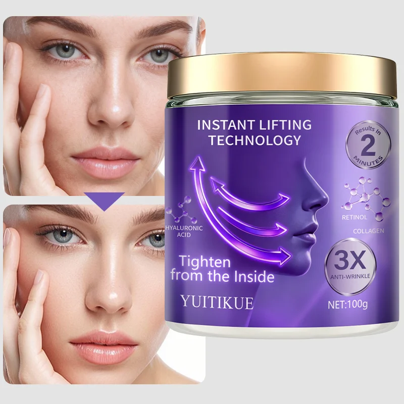 YUITIKUE Crema Lifting Instantánea, Colágeno, Triple Antiarrugas, Retinol, Ácido Hialurónico, Adecuada para Todo Tipo de Piel