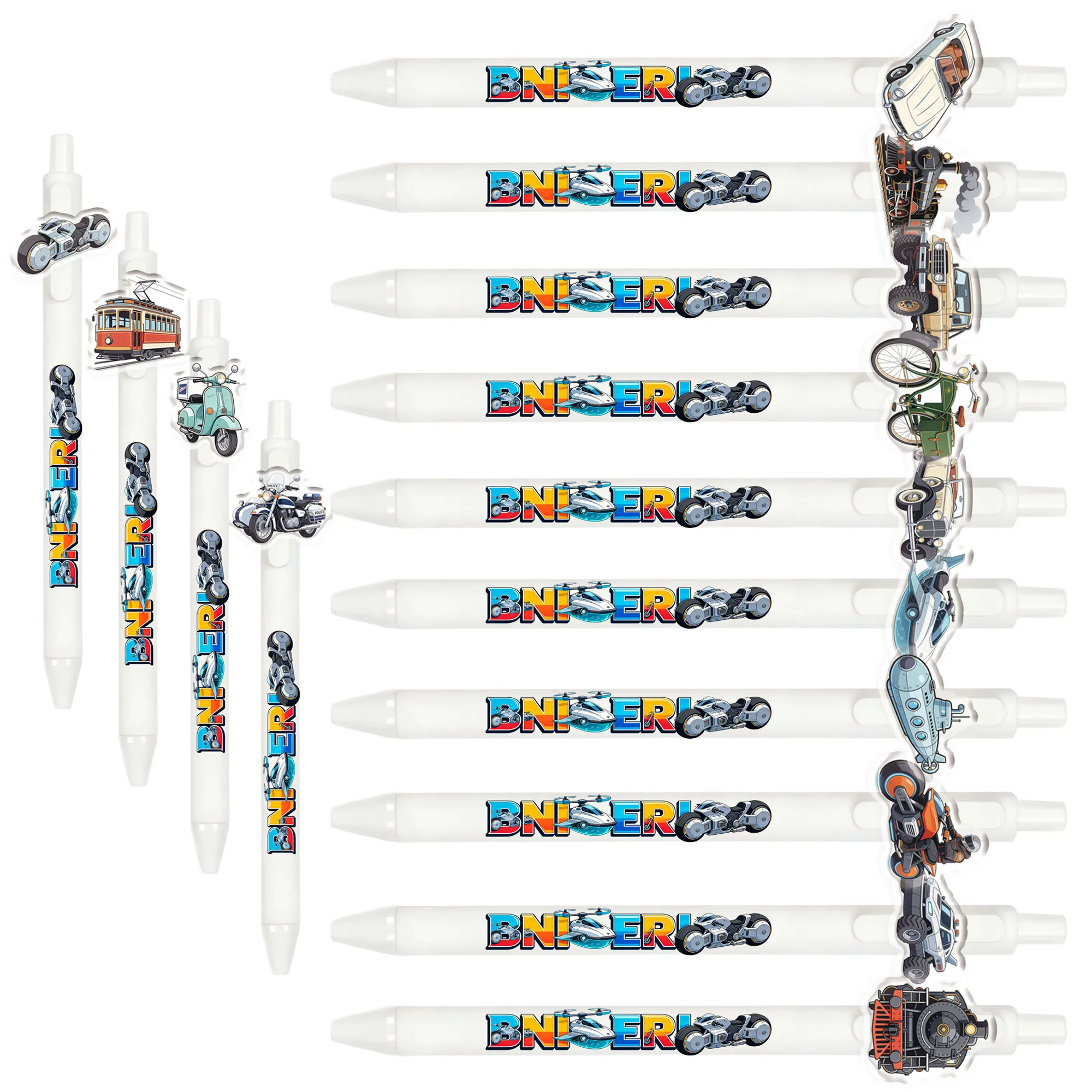 9pcs/14pcs Transportation Pattern Ballpoint Pen Car Motorcycle Elements Learning Office Stationery