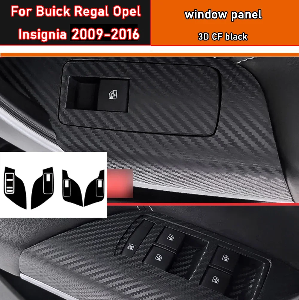 Car Styling Black Carbon Decal Car Window Lift Button Switch Panel Cover Trim Sticker 4 Pcs/Set For Buick Regal Opel Insignia