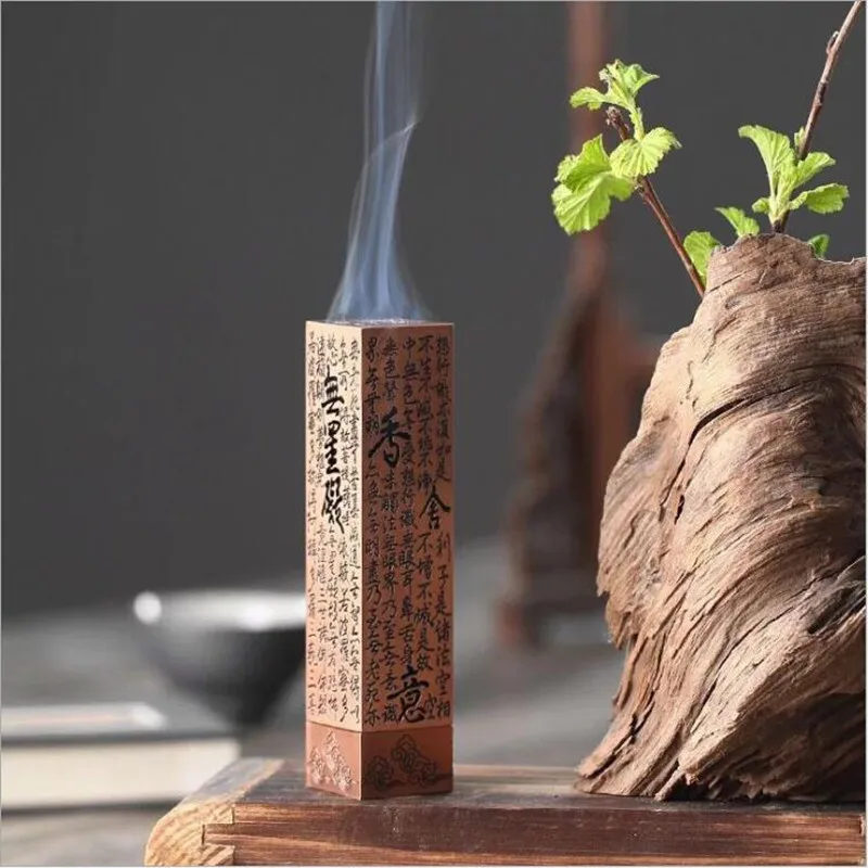 13cm Guanyin Heart Meridian Incense Sticks Holder Follow Zen Every Blessing Sandalwood Incense Burner Small Home Decor Ornaments