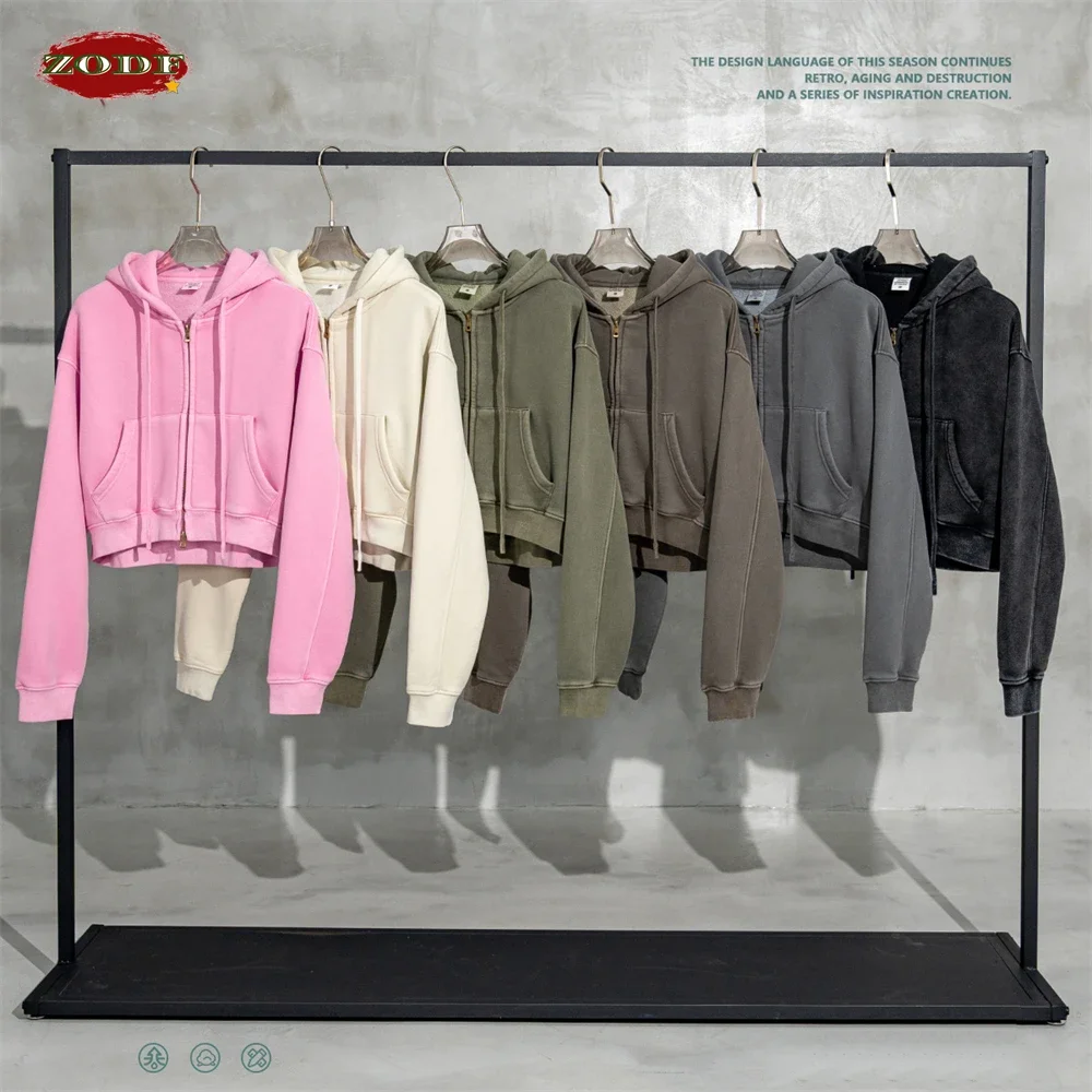 2025 sudaderas con capucha cortas con cremallera para mujer, abrigo holgado de lana gruesa con capucha y cremallera, ropa de calle