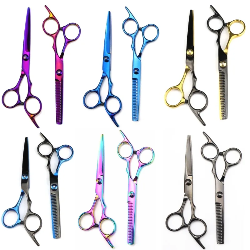 6.0 inch black New Professional Hairdressers Hair Scissors Japan 440C Barber Big Cutting Scissors Thinning Shears Hair Clipper