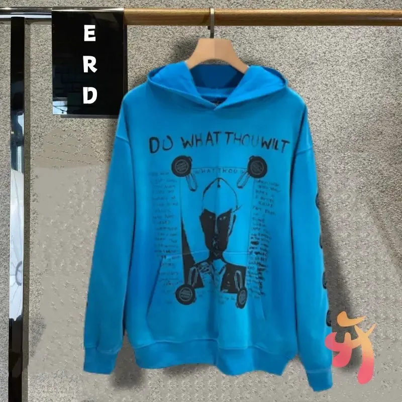 

Blue Graffiti Alphabet Portrait Contour Print Enfants Riches Deprimes Hoodies Hiphop Street Casual Men Women ERD Sweatshirts