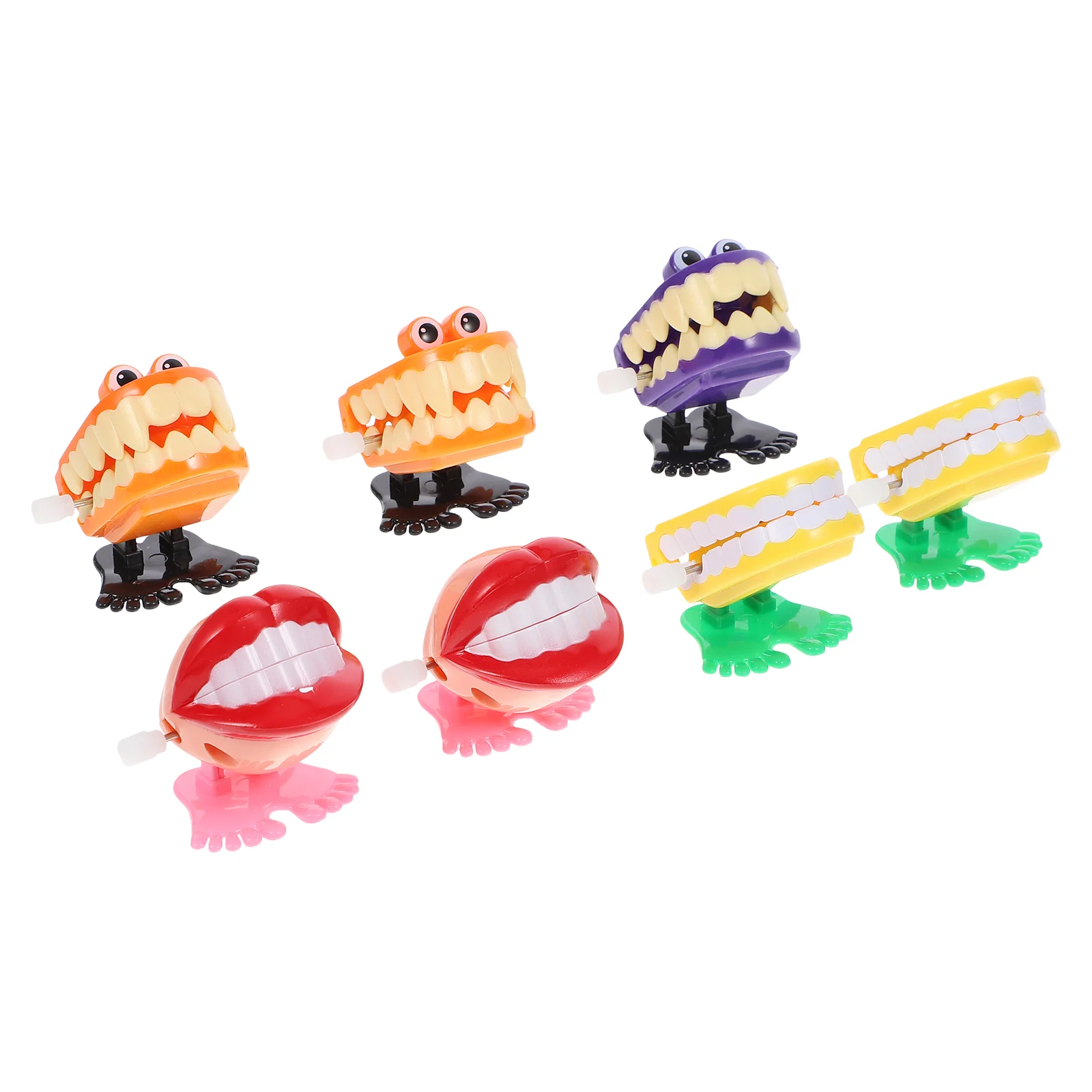 7 Pcs Teeth Day Toys Wind up for Kids Clockwork Mouth Walking Chattering Plastic