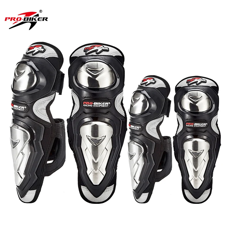 

4Pcs Set PRO-BIKER P19 Stainless Steel Knee and Elbow Guards Men Off Road Leg Protectors Motorcycle Elbow Pads Riding Equipment