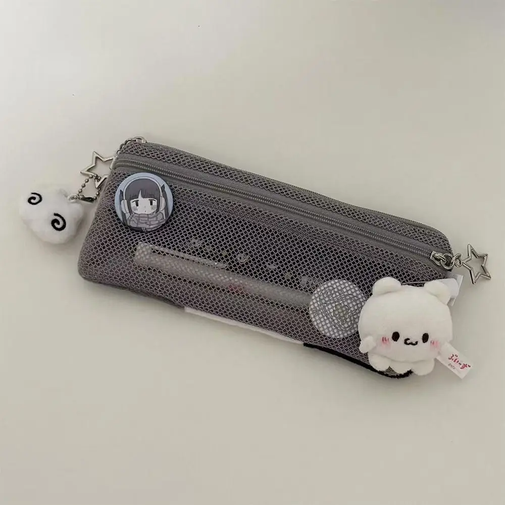 

Multi-functional Pen Bag Black White Grey Portable Stationery Pouch Kitten Large Capacity Pen Box Back To School