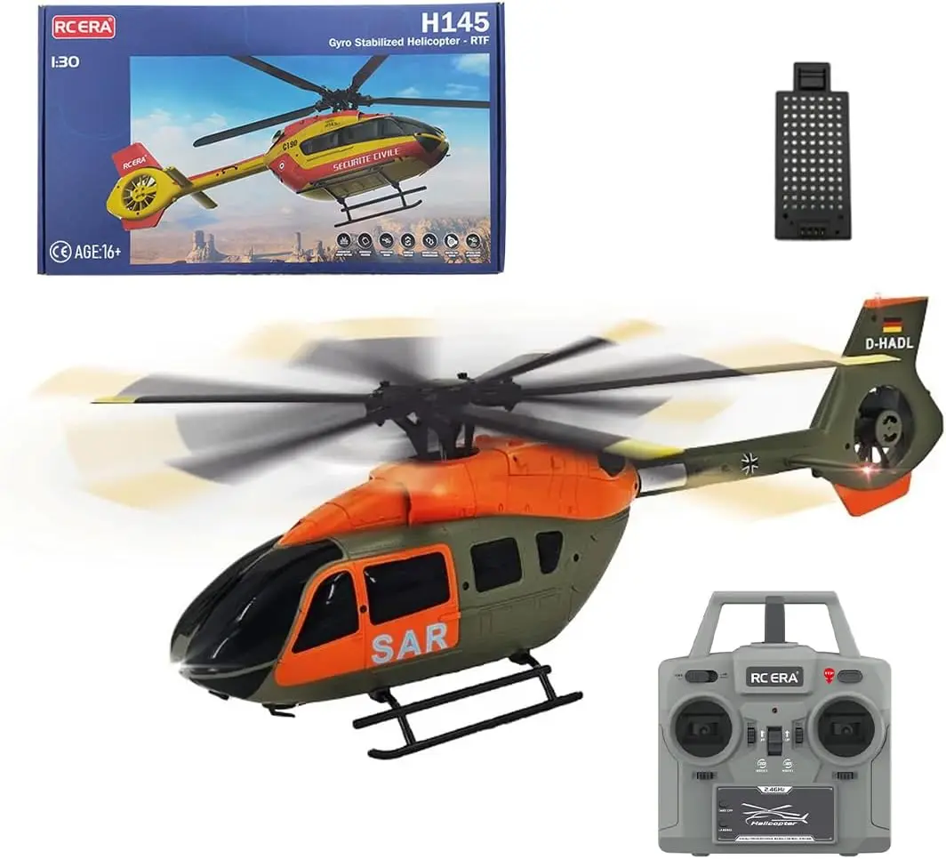 

RC ERA C190 1:30 H145 Масштаб 2,4G 6CH 6-осевой гироскоп Оптическая локализация потока Удержание высоты Бесфлайбарный радиоуправляемый вертолет RTF