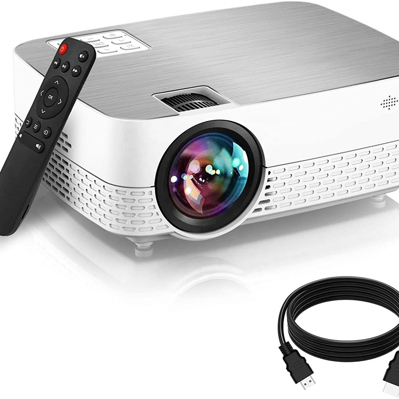 

HD Movie Projector 6500 Lumens 1080P Supported HiFi Speaker for Home Theater Projector 60,000 Hours LED lamp Life Outdoor Video