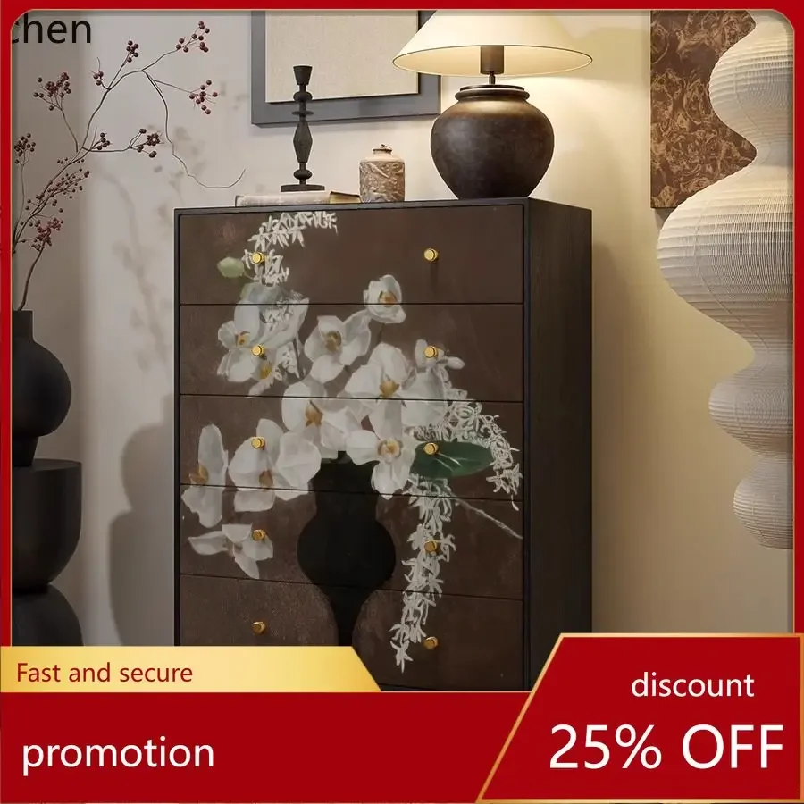 i5.15 Five-Drawer Cabinet Storage Living Room Bedroom Balcony Solid Wood Drawer Cabinet High-End Sofa Side Table Entryway