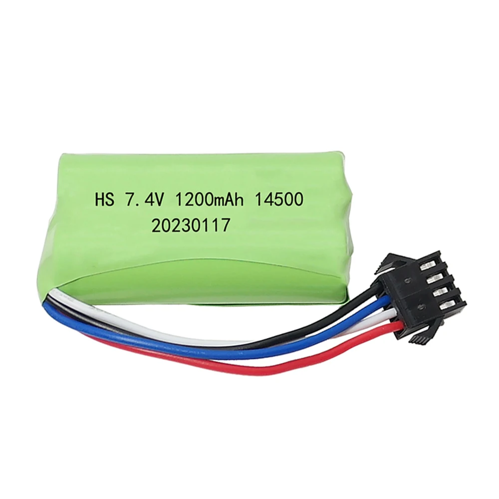 14500 7.4V 1200mAh Lipo Battery with Charger For Electric Toys Water Bullet Gun Spare Parts 7.4V Battery For RC toys Cars