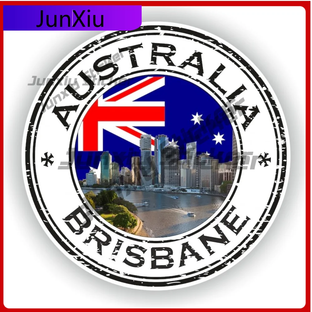 

Brisbane Australia Seal With Coat Of Arms Sticker Round Flag Decor Fade Resistant Surface Protection Designed For Wall