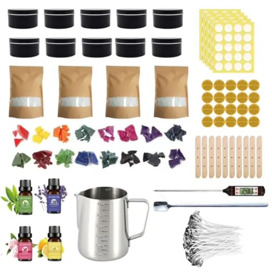 

Полный набор для изготовления свечей Набор для изготовления свечей для взрослых Товары для изготовления свечей своими руками включают 10 баночек 4 соевых воска 16 красок 100 свечей