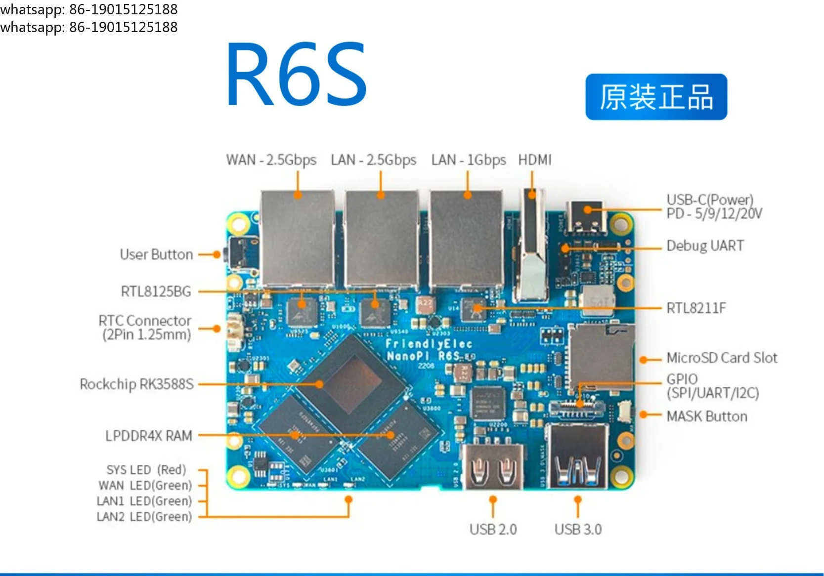 R6S RK3588S routing, dual 2.5G + Gigabit mini development board, with MAC