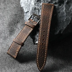 Handmade Soft Genuine Leather Strap 22MM*18MM, Brown Men's Vintage Style, Suitable For Antique Watch Bracelets