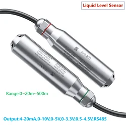 Submersible Liquid Level Sensor Transmitter 2M 3M 5M Probe Hydrostatic Water Level Sensor 4-20mA 0-10V RS485 0-3.3V 0.5-4.5V