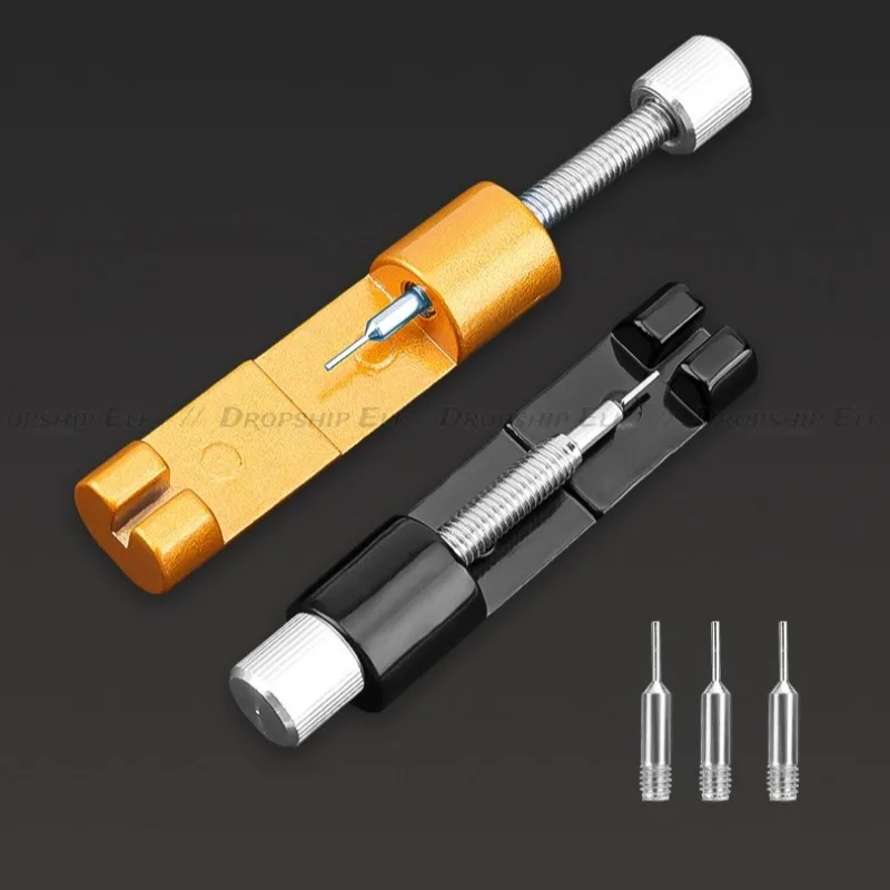 مجموعة أدوات إصلاح مزيل دبوس حزام الساعة المعدنية لصانعي الساعات مع عبوة من 3 أدوات حزام الساعة الصغيرة ذات الدبابيس الإضافية