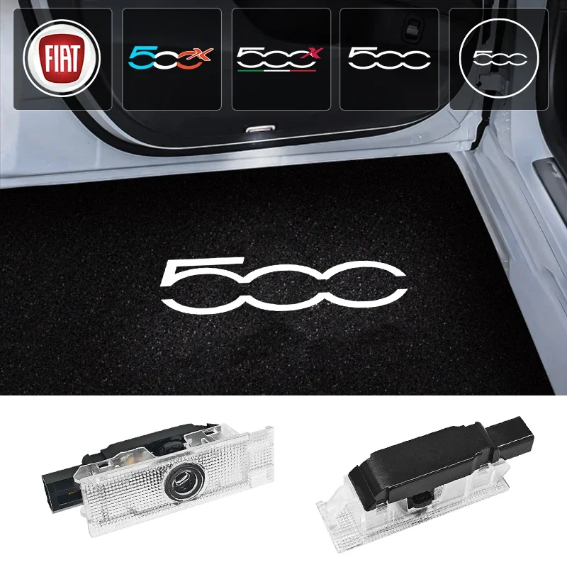 

2Pcs Led Car Door Welcome Projector Ghost Shadow Lamps Decorative Light For Fiat 500X 500L Grande Punto Gadget Vehicle Supplies
