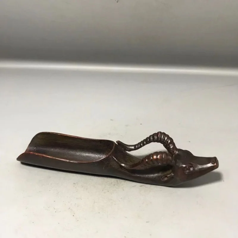 

Классический медный чайный сервиз, чайная боковая ложка для чайных листьев, голова быка, чайная ложка, ремесленная народная антиквариат, разные медные посуды Heavy Coll