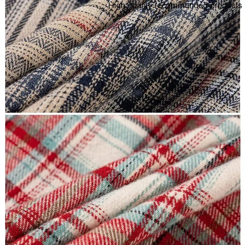 Shirt Cleanfit Edge Plaid Broken Men Women Streetwear Fashion Hip Hop Oversize Long Sleeve Loose Casual Shirts Blouses