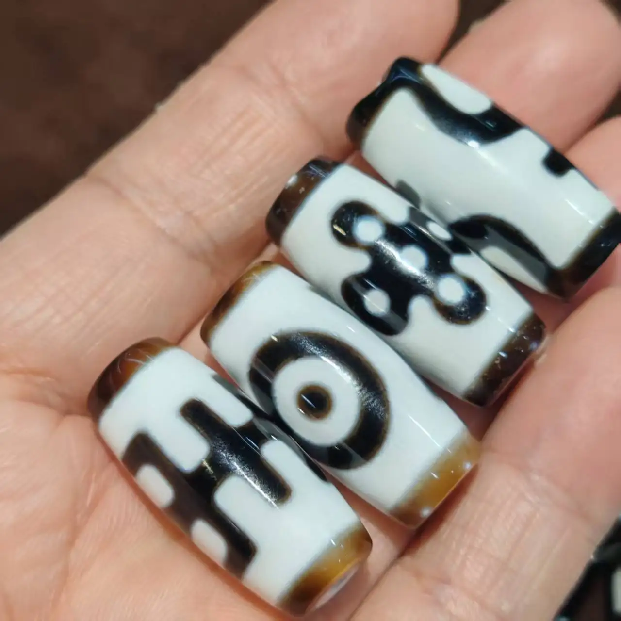 

1 шт./лот ювелирные изделия свободные тибетские идеальные черно-белые бусины дзи из натурального агата DIY подвески подарок овальный этнический стиль 30 мм