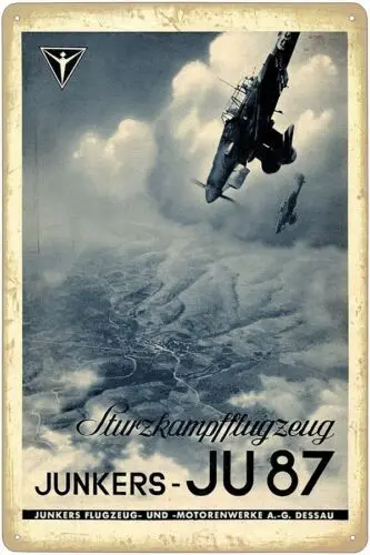Metal sign - Junkers Ju 87 Stuka (period advertisement) Aluminum