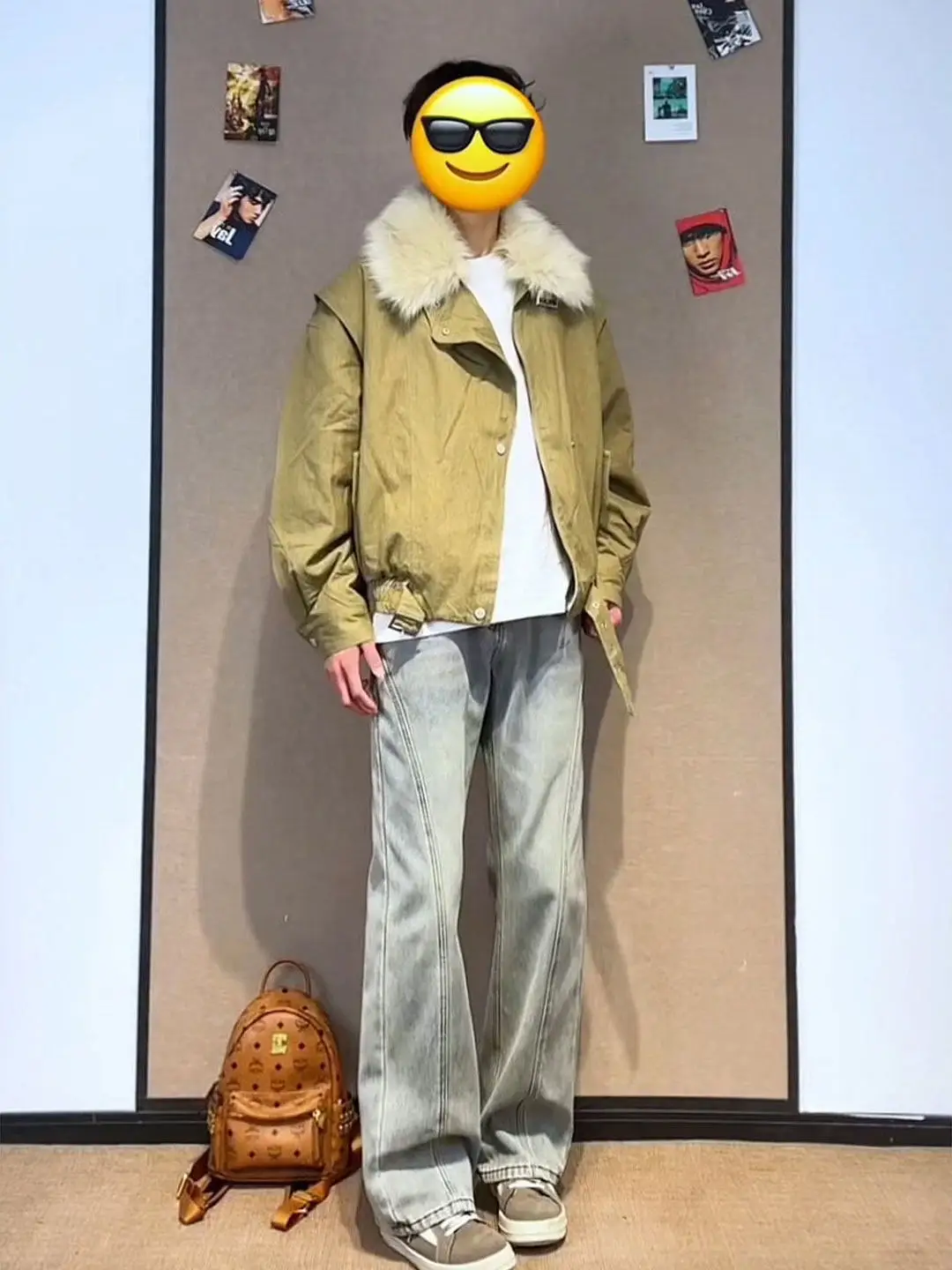 

Retro Blue Fce Lined Straight Leg Jeans Men's Winter Cleanfit Bell Bot Trousers Casual Wear Teenagers Zipper Fly