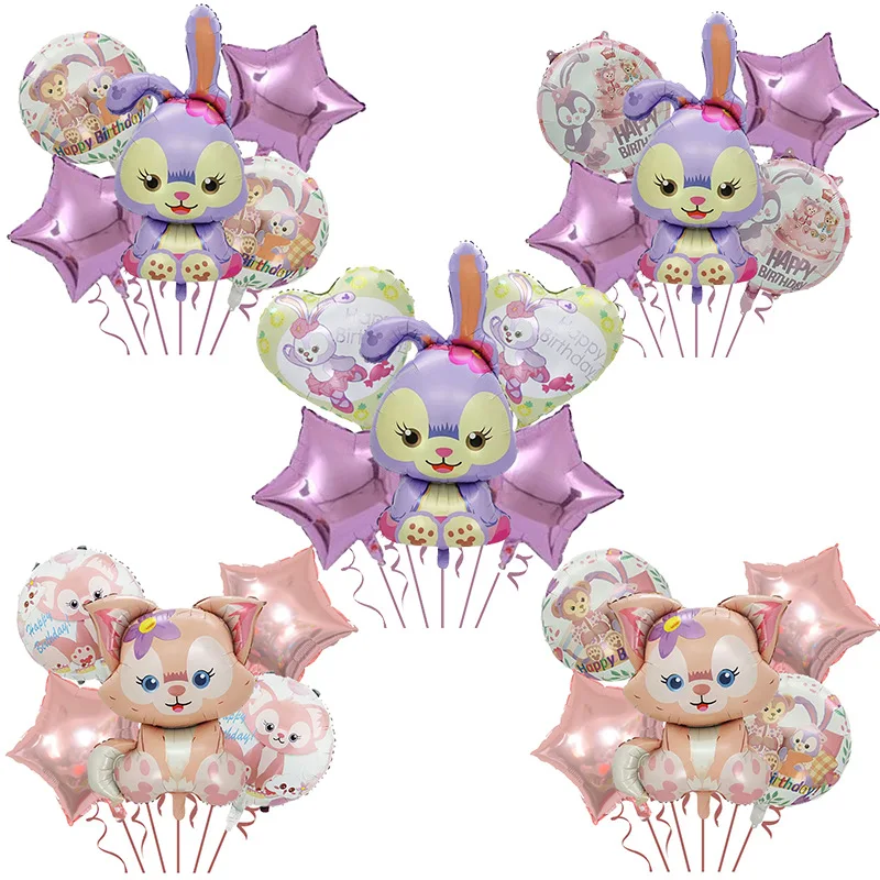 Five PCS Cartoon Star Delu Lina Bell Rabbit Shaped Aluminum Film Balloon Home Birthday Party Decoration Children's Bath Toys