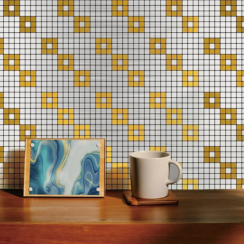 Self-adhesive Mosaic Lattice Wall Stickers Living Room Waterproof Moisture-proof Wall Protection Wallpaper Bathroom Decoration