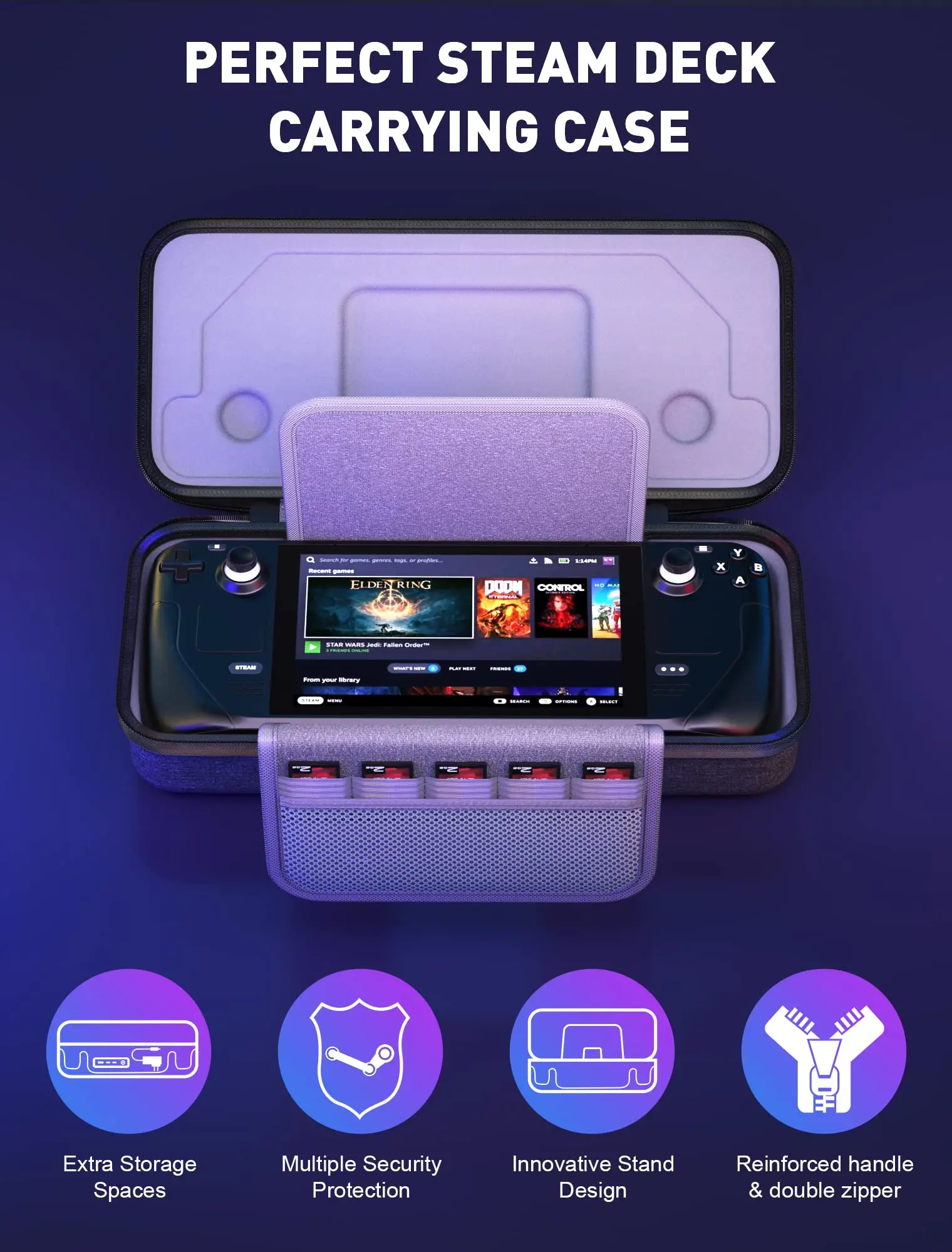 Carrying Case for Steam Deck Game Console Portable Storage Bag 
