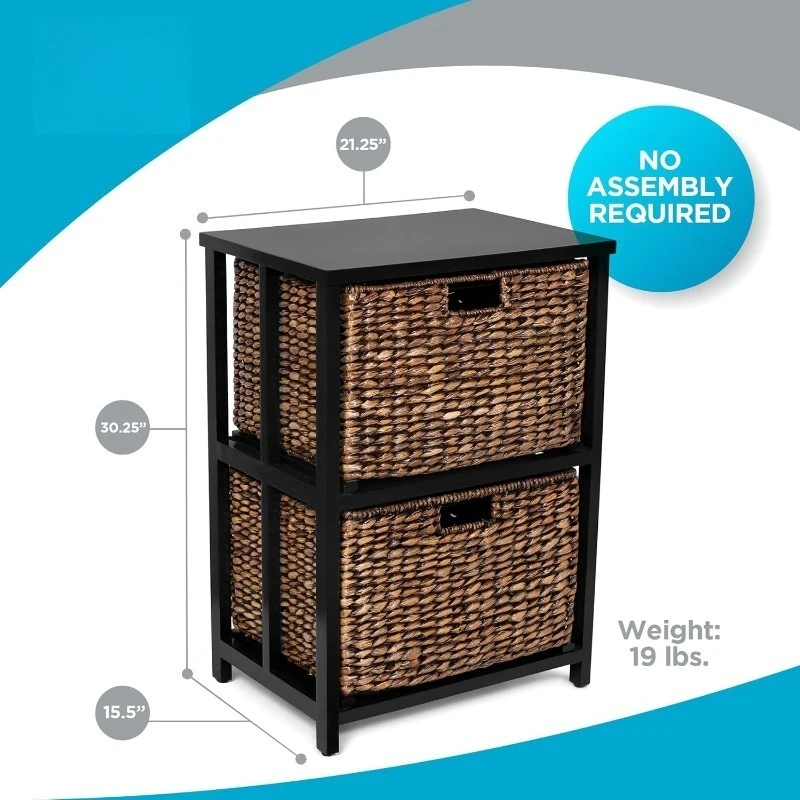 2 Tiered File Cubby W/Wood Top - File Cabinet, Home Office Storage, Nightstand, Decorative Wooden Organizer | Desk,Modern Table