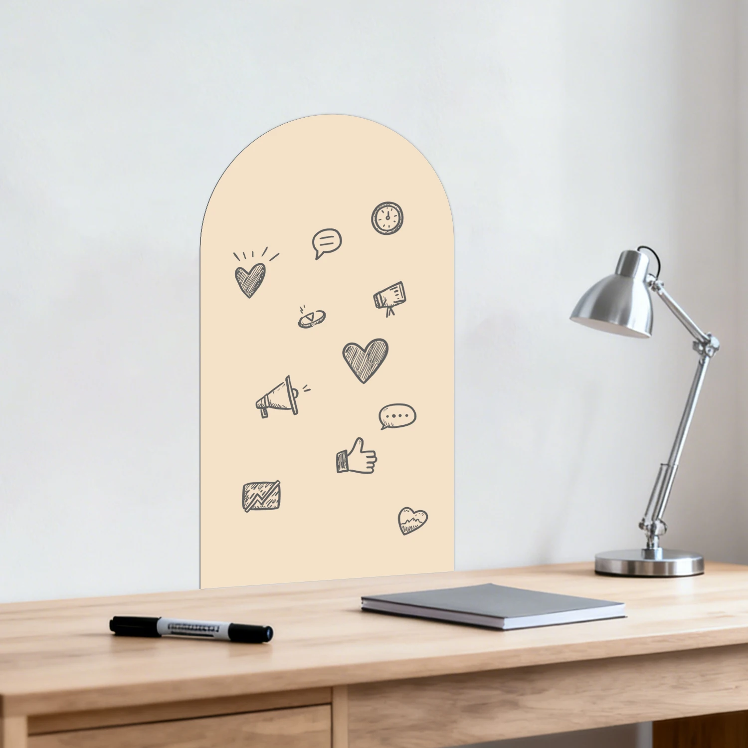 1 Piece of Self-Adhesive Magnetic Arched Wall Sticker, Simple Light Apricot Arched Pattern view 2