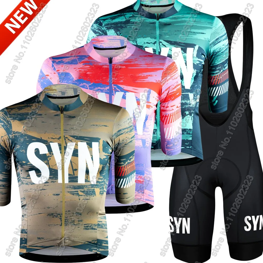 SYN Cycling Jersey 2024 Summer Short Cycling Clothing Men's Set Road Race Bike Shirt Suit Short Sleeve MTB Bicycle Bib Shorts