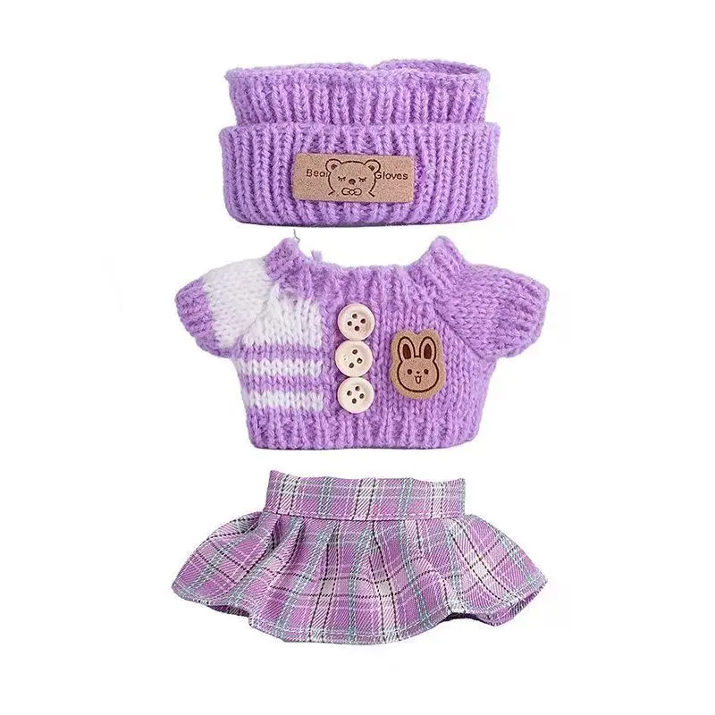 Für 15-17 cm Labubu Kleidung Outfit Labubu Sitting Party Bär Label Schal Hut Puppen Zubehör Niedliche Dekoration