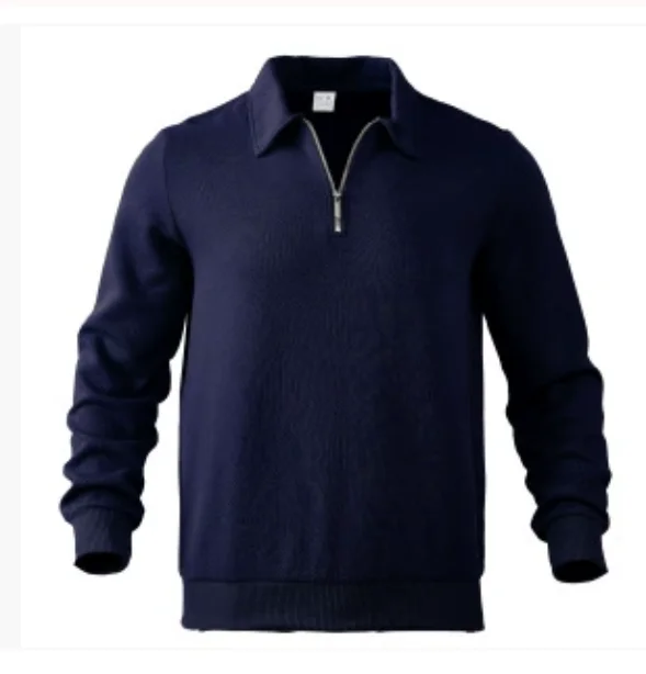 Men's Spring Autumn Lapel Hoodie Pullover, Men's Long Sleeved Half Zipper Jacquard Loose Sweatershirt