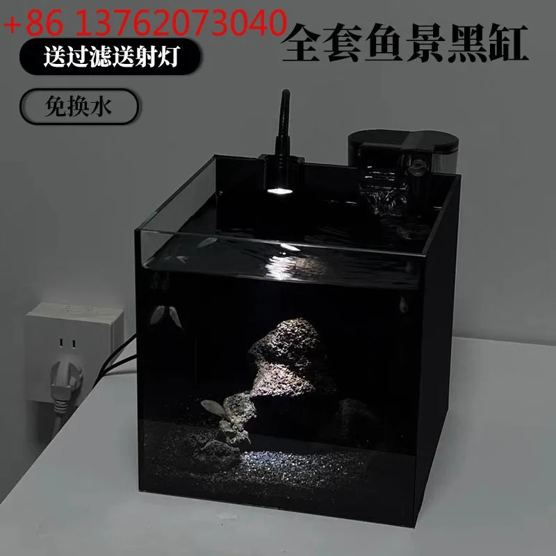 حوض أسماك فاخر خفيف للرياح الداكنة من ستاردست، زجاج منزلي صغير باللون الأبيض الفائق