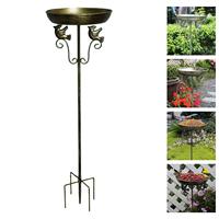 Bird Bath Feeder Bowl Birdbath Easy to Setup Decoration Metal Sturdy Birdfeeder with Stake for Park Outdoor Deck Garden Lawn
