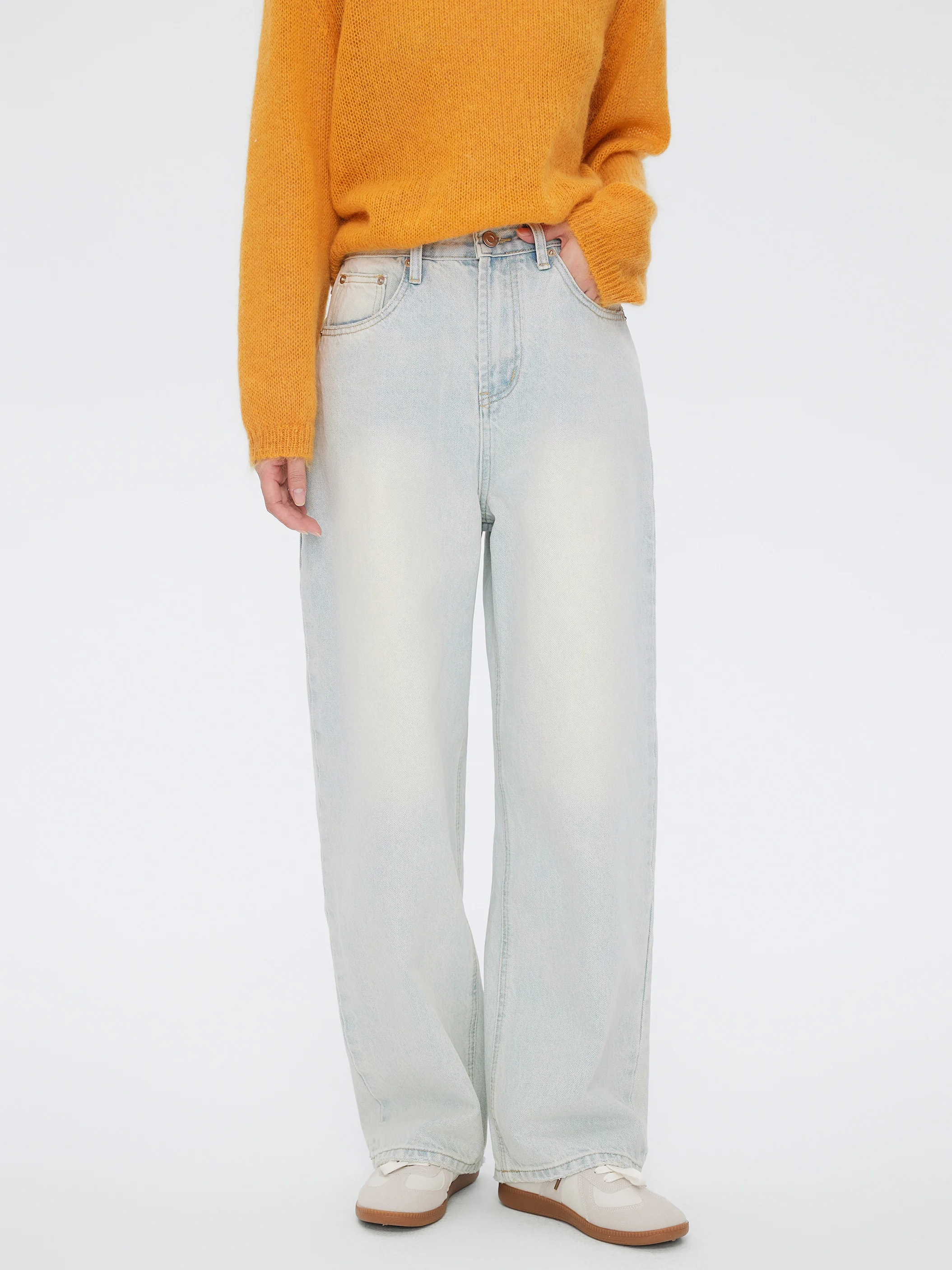 

IUMOON Women's High Waist Loose Fit Light Wa Denim Pants Casual Sle Wide Leg Harem Trousers Spring New Arrival