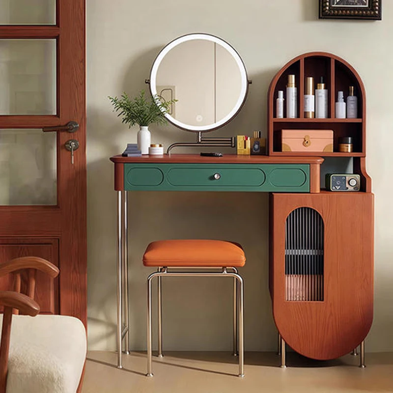 

Living Room Makeup Vanity Table Bedside Chair Mirror Cosmetics Dressing Table Wood Vintage Penteadeira Postmodern Furniture