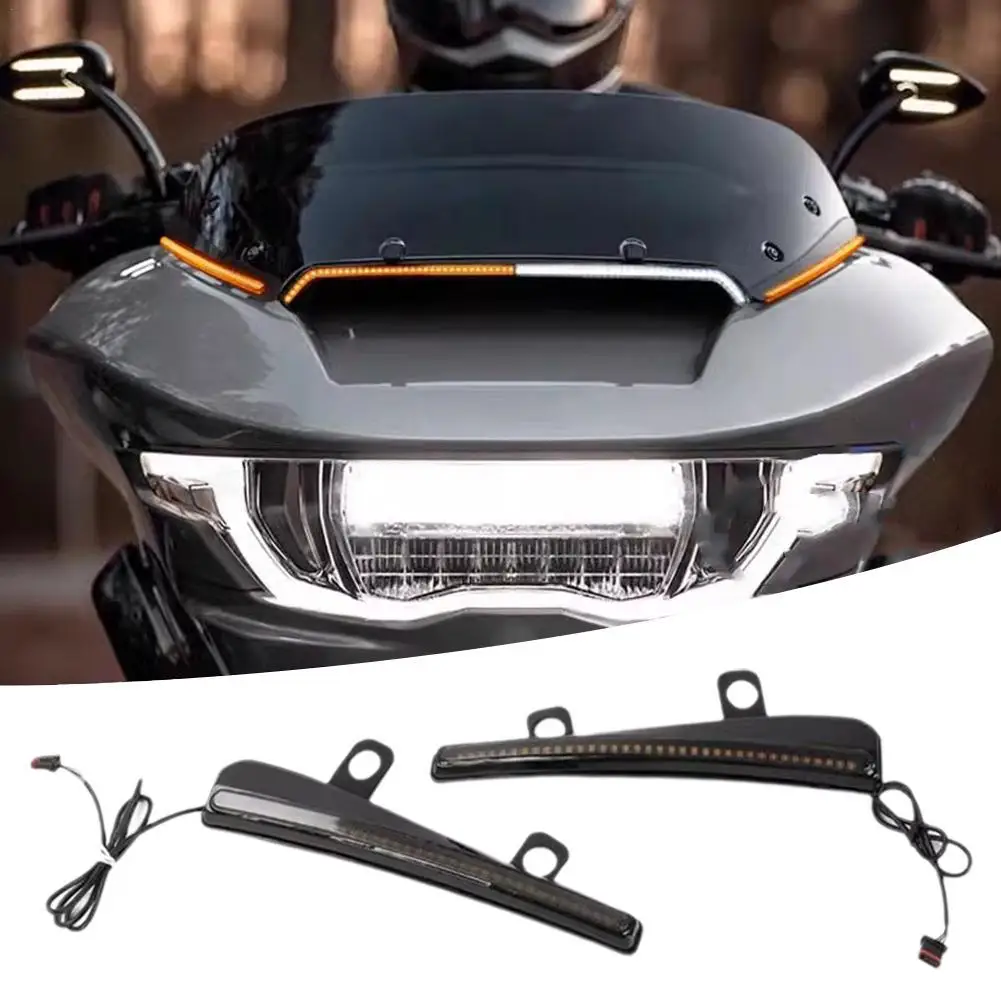 Motorcycle Windshield Side Trim LED Turn Signal Turning Light For Harley 2023 2024 TOURING CVO 121 117 Road Glide ST FLTRXSE