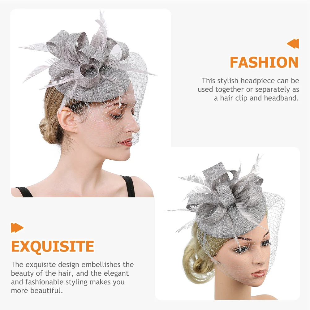 

Flower Fascinator Headband Elegant Mesh Veil Party Hair Clip Banquet Tea Party Headdress Accessories Fascinator Hat