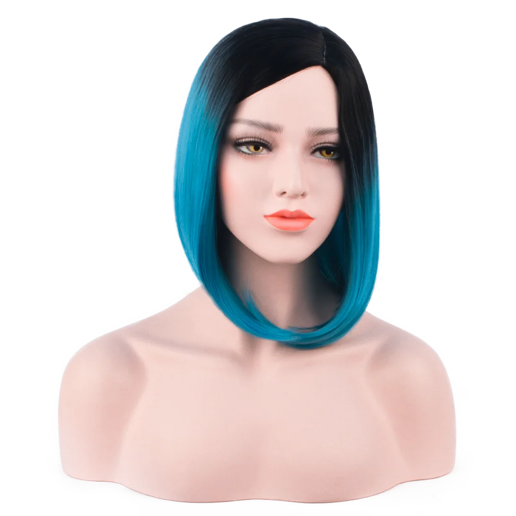 Xi.Rocks Multi Attribute Synthetic Short Straight Bob Wig Ombre for Black White Women Hair Multiple Colors