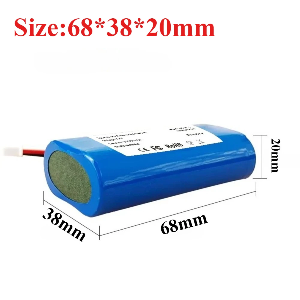 7.4V 3500mAh Rechargeable Lithium Battery 18650 2S1P with Protection Board XH-2.54 Plug for Aste Megaphone Speaker