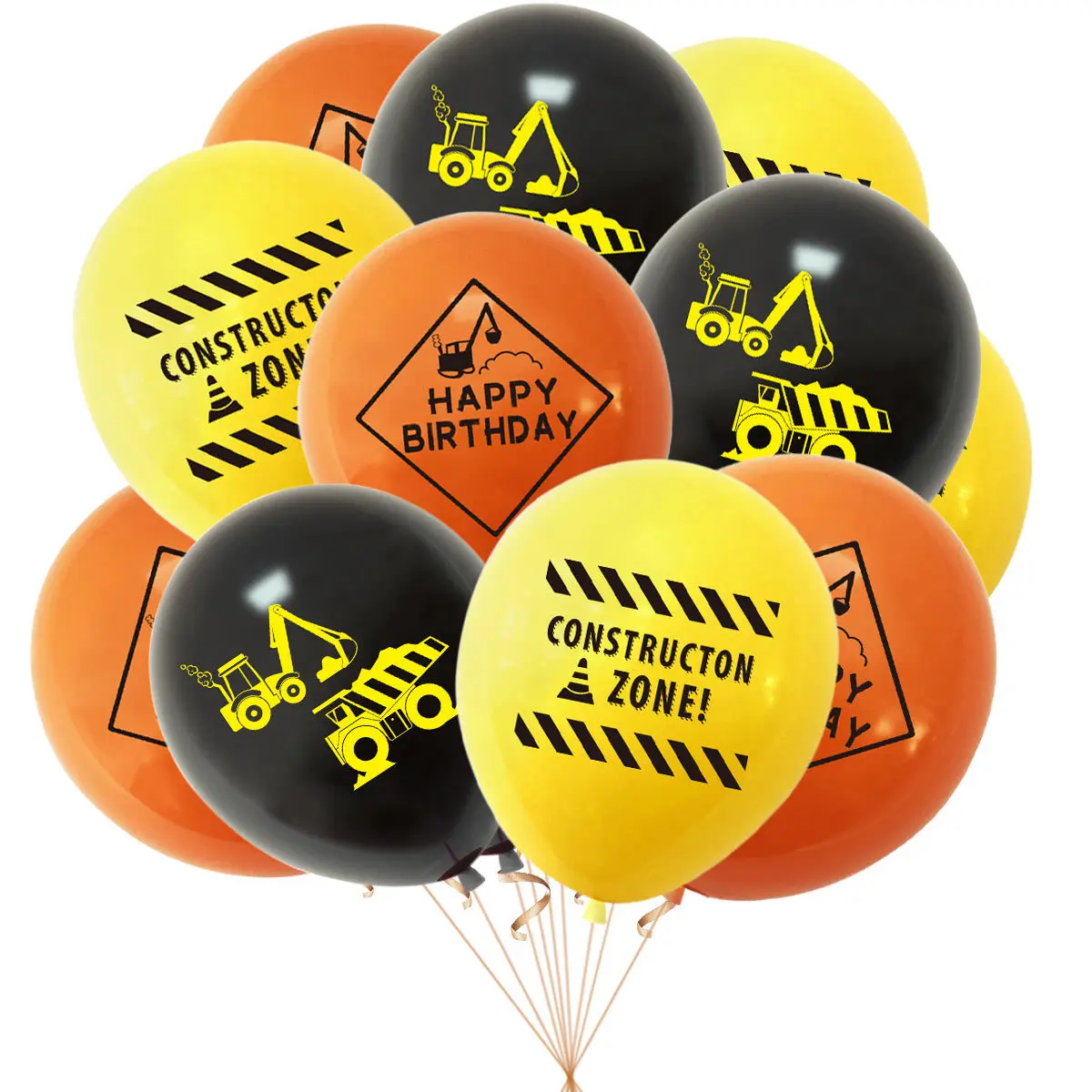 10Pcs Construction Tractor Theme Excavator Balloons Racing Cars Balloon Firefighter Cars Balloons Set Boys Birthday Globlos