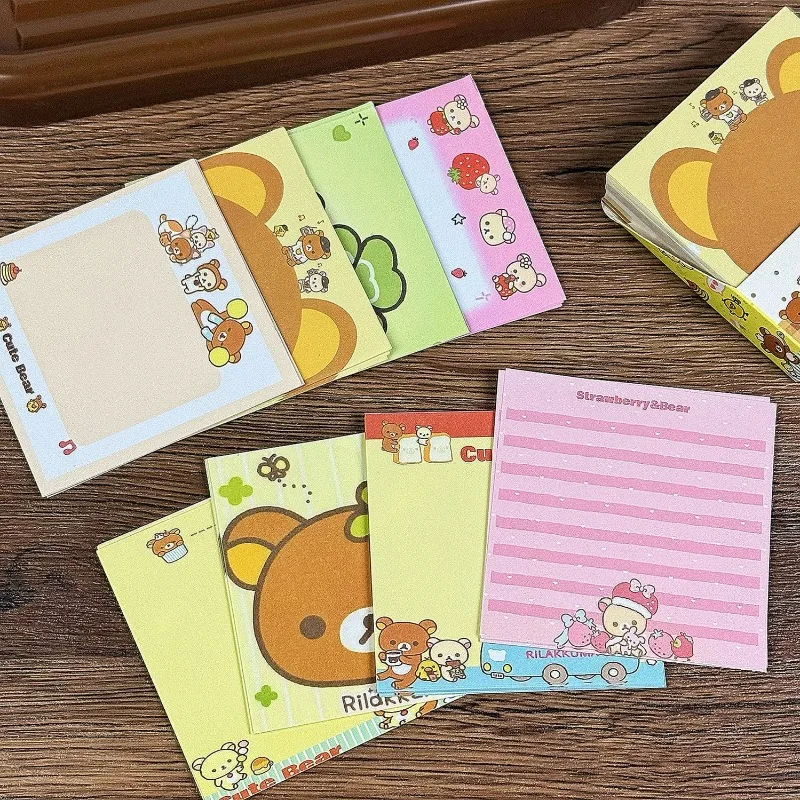 Rilakkuma Haftnotizen, neues kreatives, niedliches und Cartoonartiges Notizbuch, perfekt für Studenten, hochwertig, tragbar, dickes Haftnotizblock. – Detail 3