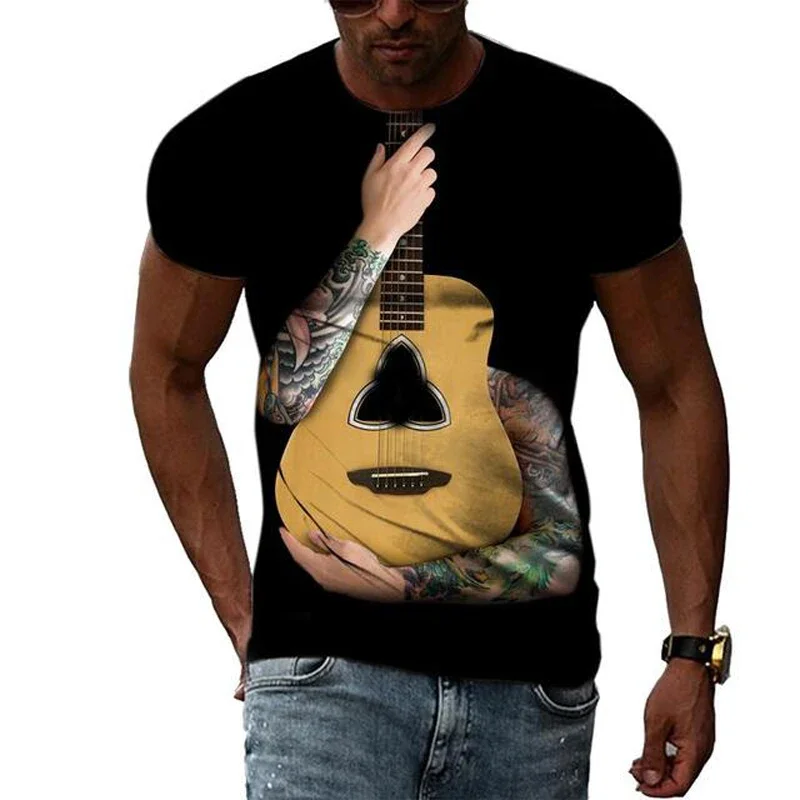 

Guitar Instrument Summer Harajuku Design Fashion Men T shirt Hot Summer 3D All Over Printed Tee Tops shirts Unisex T shirt