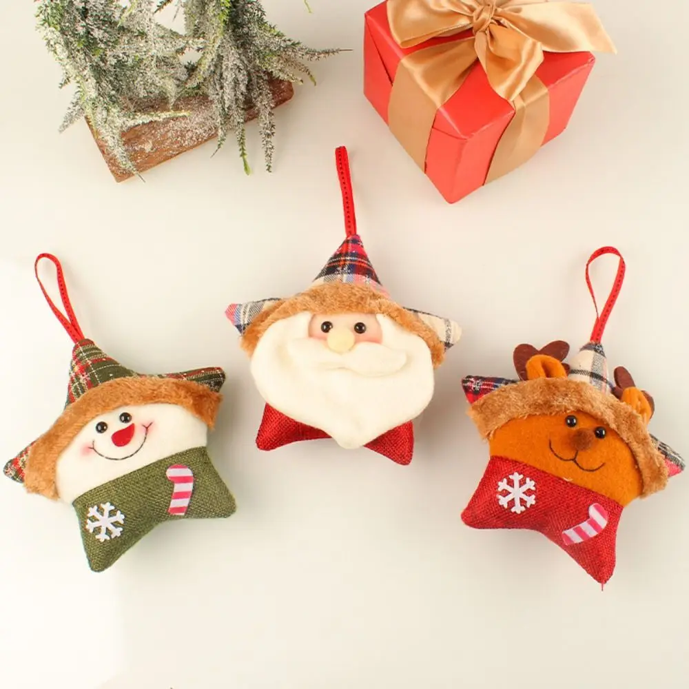 

Elk Christmas Santa Pendant Star Shaped Plush Snowman Christmas Tree Pendant Durable Snowman Xmas Tree Pendant New Year